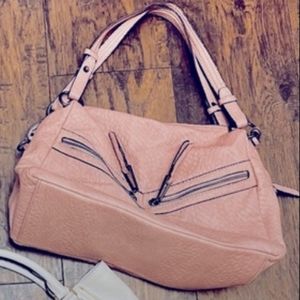 Light pink soft vegan purse w crossbody strap